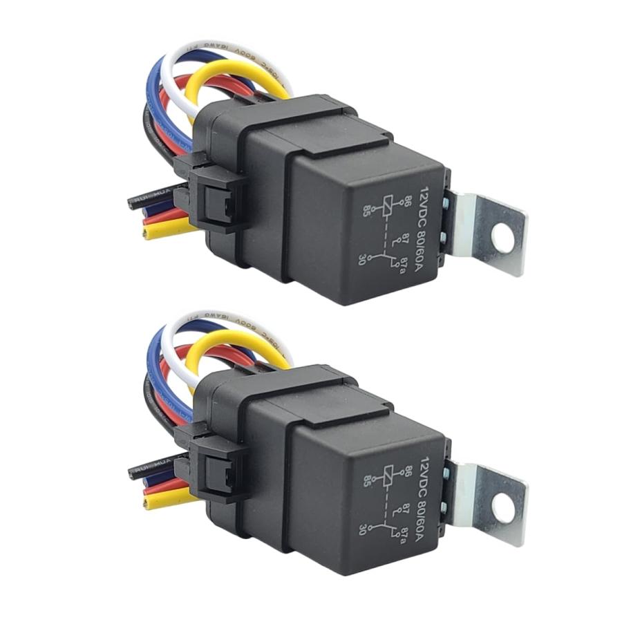 Komitasui 12V 80/60A 自動車リレー 5ピン SPDTハーネス 防水多目的 