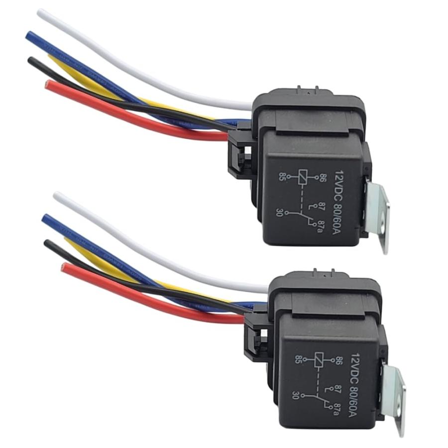 Komitasui 12V 80/60A 自動車リレー 5ピン SPDTハーネス 防水多目的 