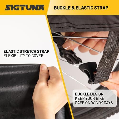 【並行輸入品】Sigtuna 自転車カバー アウトドア 防水 1台または2台用 自転車カバー 雨 日差し/紫外線/埃/風に強い ロック穴付き マの画像