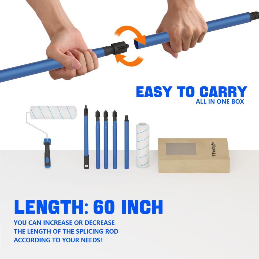 【並行輸入品】WHshawmics 60インチ ハウスペイントローラーキット 9インチローラー Paint Roller， 5ft Adjust_9