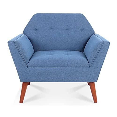 【並行輸入品】EVURU Armchair， Wide Tufted Armchair (Blue)_1