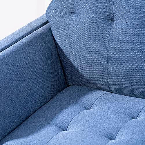 【並行輸入品】EVURU Armchair， Wide Tufted Armchair (Blue)_4
