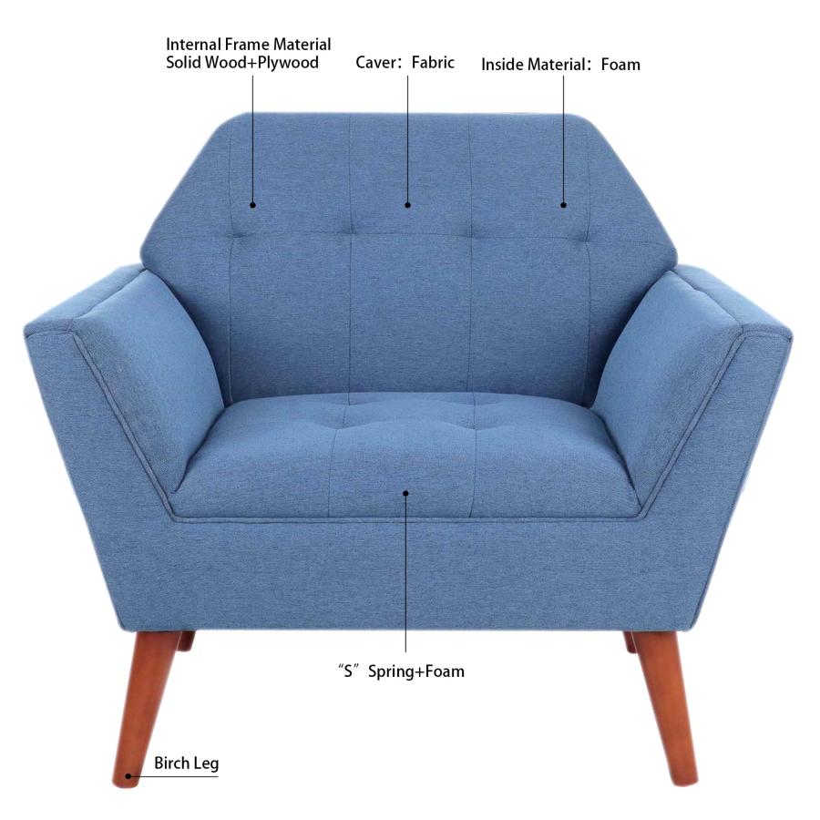 【並行輸入品】EVURU Armchair， Wide Tufted Armchair (Blue)_9
