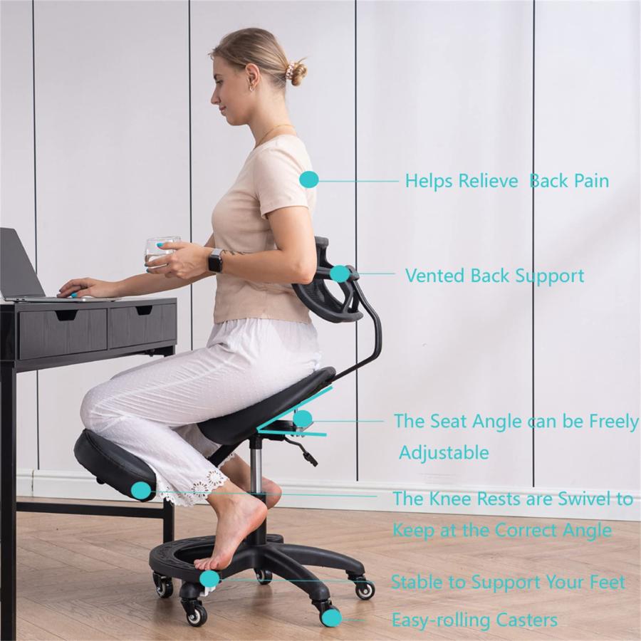 【並行輸入品】Ergonomic Kneeling Chair with Back Support， Adjustable Desk Chai_3