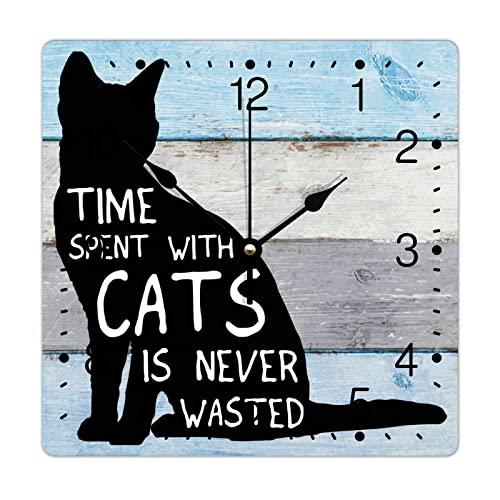 【並行輸入品】Zyadsinoudor PVC Wall Clock Time Spent with Cats is Never Wasted_1