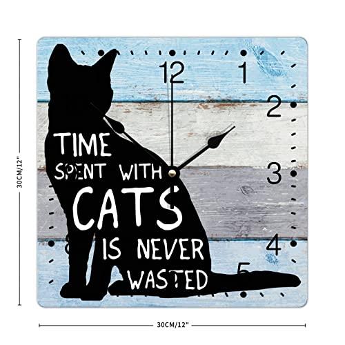 【並行輸入品】Zyadsinoudor PVC Wall Clock Time Spent with Cats is Never Wasted_4