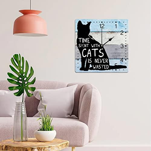 【並行輸入品】Zyadsinoudor PVC Wall Clock Time Spent with Cats is Never Wasted_7