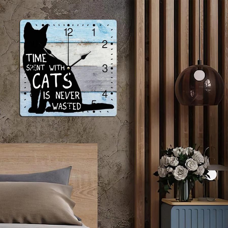 【並行輸入品】Zyadsinoudor PVC Wall Clock Time Spent with Cats is Never Wasted_9