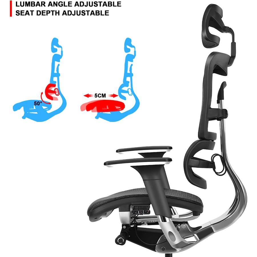 【中古品/USED】 MOOJIRS Ergonomic Office Chair | Liftable Backrest Height Adj | B 【4021396591】(142333円)