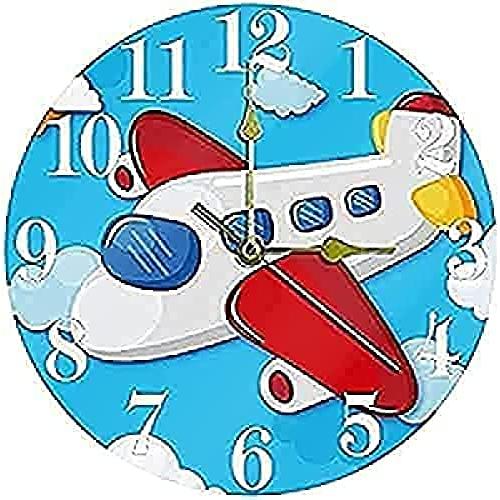 【並行輸入品】Round Wall Clock Flying Cartoon Airplane Airplane Blue Wall Cloc_1