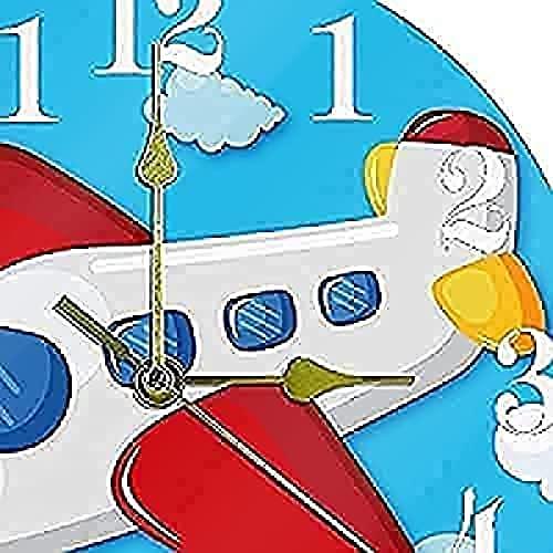 【並行輸入品】Round Wall Clock Flying Cartoon Airplane Airplane Blue Wall Cloc_4