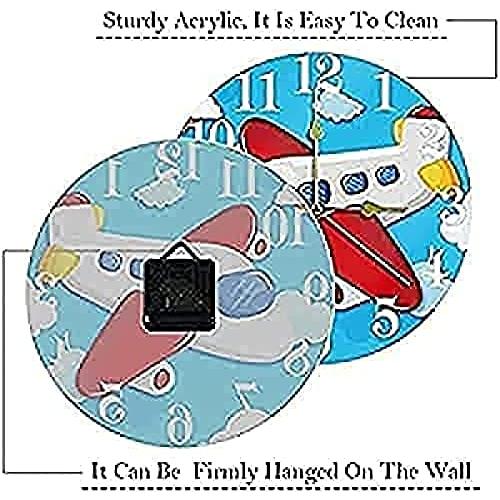 【並行輸入品】Round Wall Clock Flying Cartoon Airplane Airplane Blue Wall Cloc_7