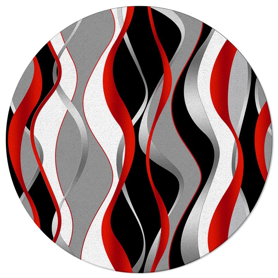 【並行輸入品】Round Area Rugs 4 FT Diameter for for Bedroom 3D Abstract Red Gr_3