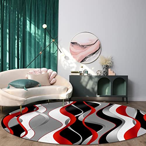 【並行輸入品】Round Area Rugs 4 FT Diameter for for Bedroom 3D Abstract Red Gr_7