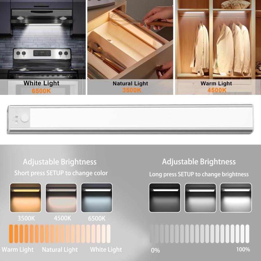 【並行輸入品】miadore Motion Sensor Cabinet Light, 2 Pack Wireless USB Recharg_3