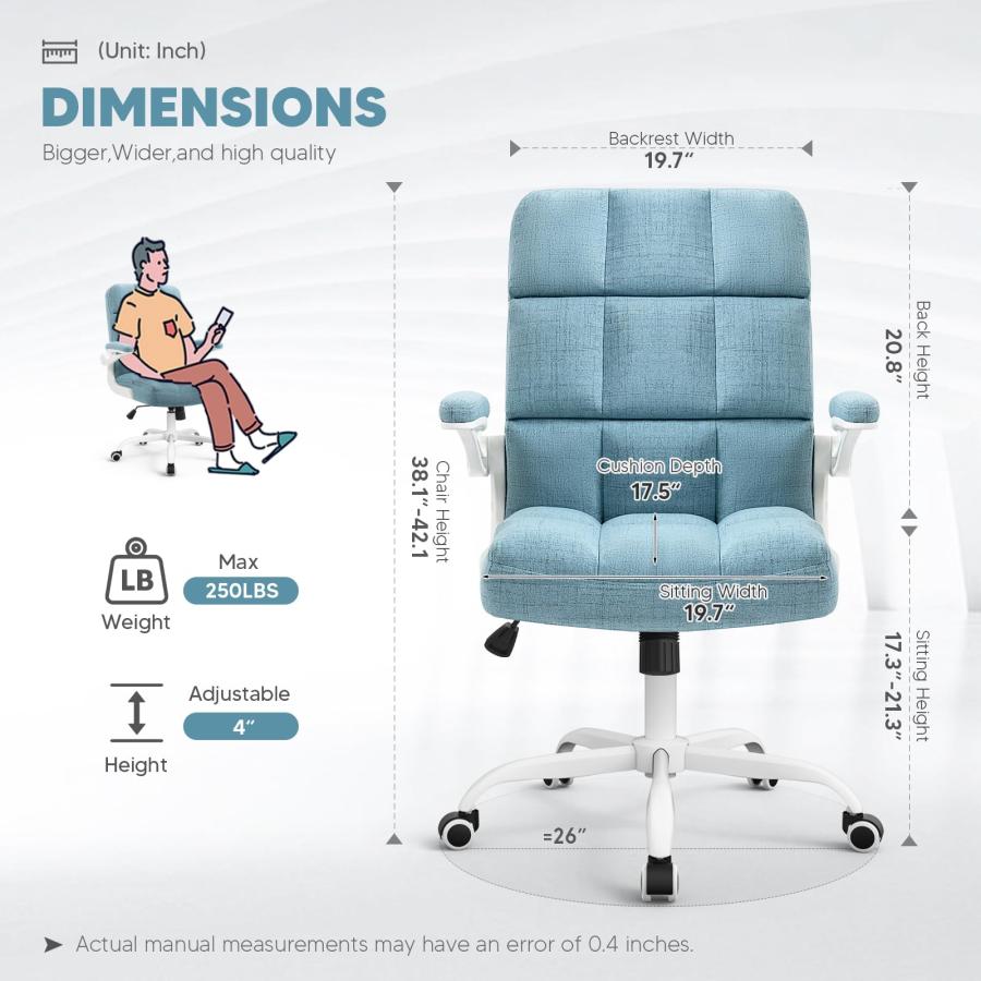 並行輸入品】SEATZONE Office Chair Blue Linen Desk Chairs