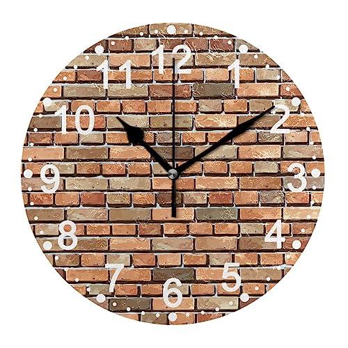 【並行輸入品】IOACIY Clock 10 Inch Non Ticking Silent Decoration Old Brick Wal_1