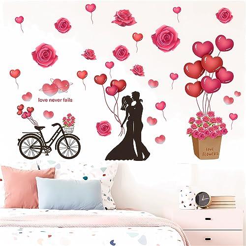 Romantic Lovers Red Rose and Balloons Wall Stickers, sacinora Fl 並行輸入品｜import-tabaido｜05