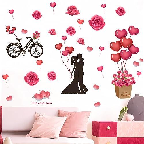 Romantic Lovers Red Rose and Balloons Wall Stickers, sacinora Fl 並行輸入品｜import-tabaido｜08