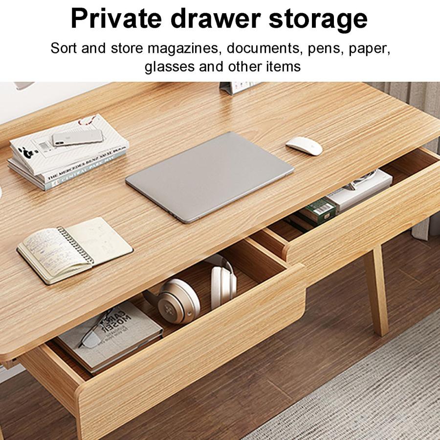 ブランド登録なし - 【並行輸入品】Computer Desk with 2 Drawer and Shelves, Home Office Desk with H