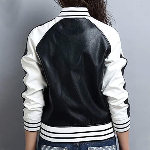 【並行輸入品】Genuine Sheepskin Leather Rib knit Collar White Strips Bomber Ba_4