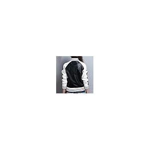 【並行輸入品】Genuine Sheepskin Leather Rib knit Collar White Strips Bomber Ba_5