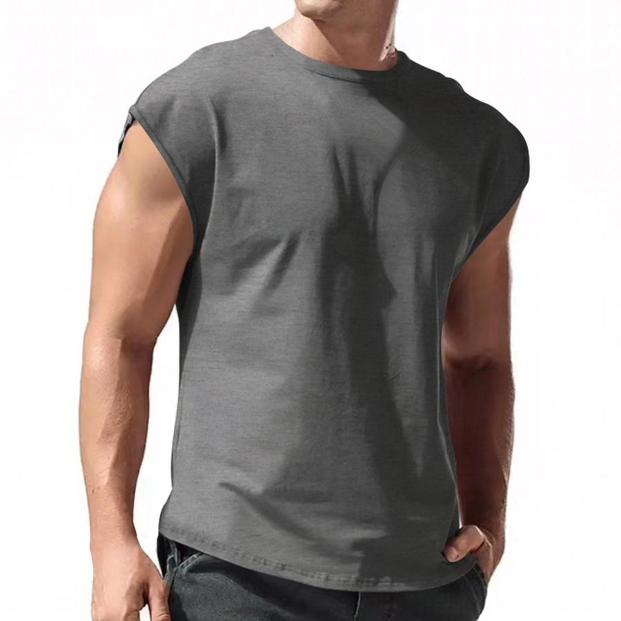 Mens Sleeveless Shirts Summer Casual Workout Vest Solid V-Neck