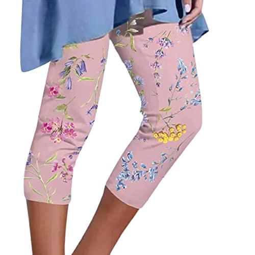【並行輸入品】Womens Cropped Leggings Slim Floral Print Stretch Yoga Pilates C_1