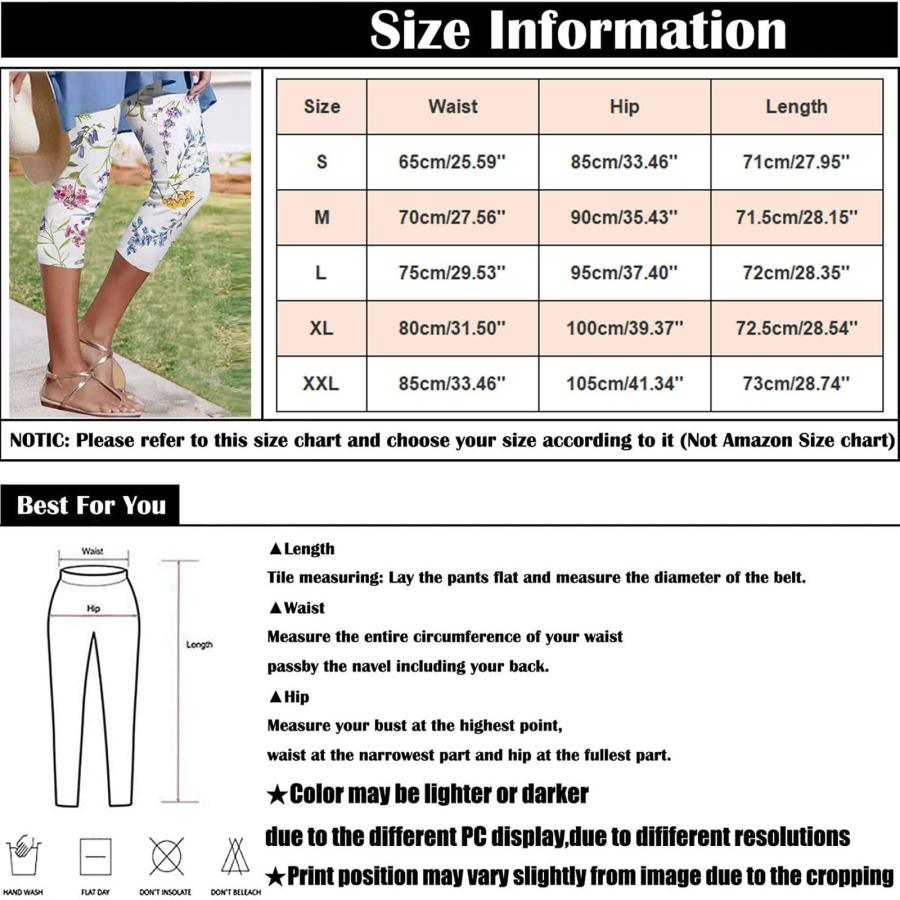 【並行輸入品】Womens Cropped Leggings Slim Floral Print Stretch Yoga Pilates C_9