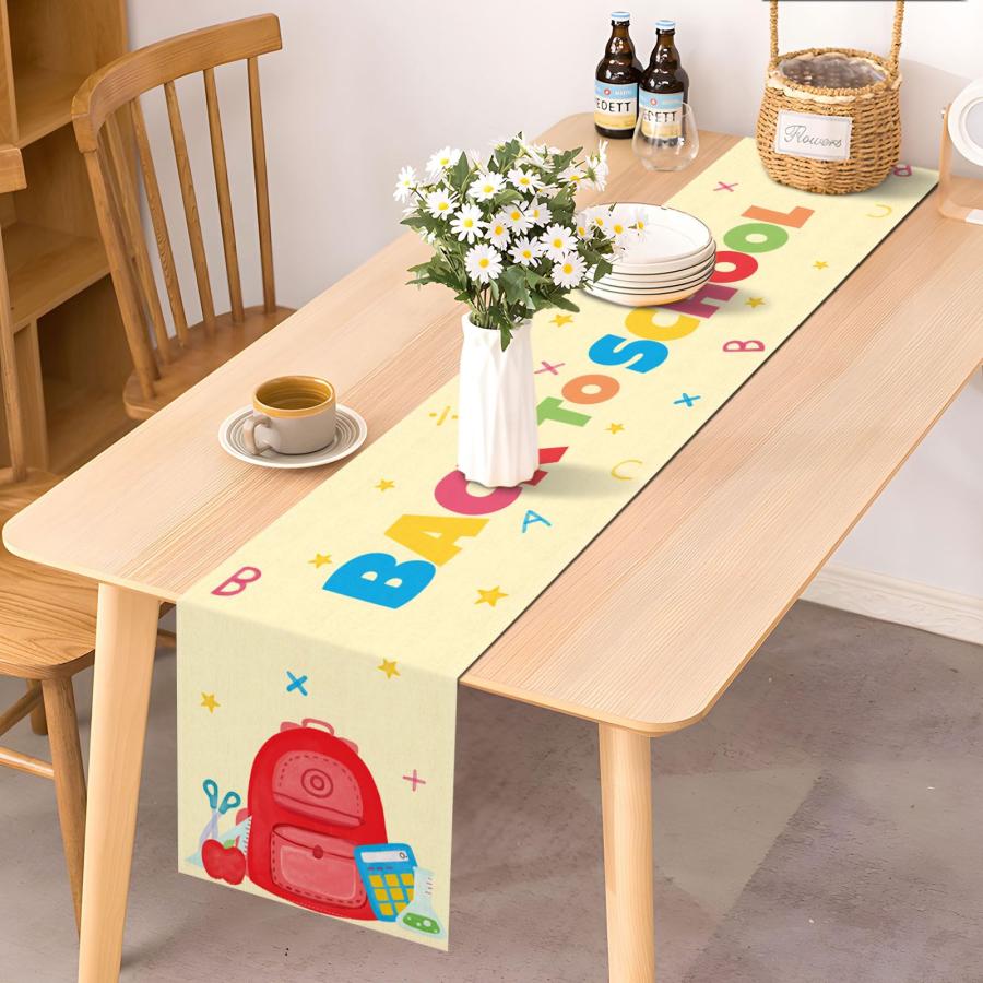 【並行輸入品】Nepnuser Welcome Back to School テーブルランナー スクールバス キッズ 学校初日 パーティーデコレ