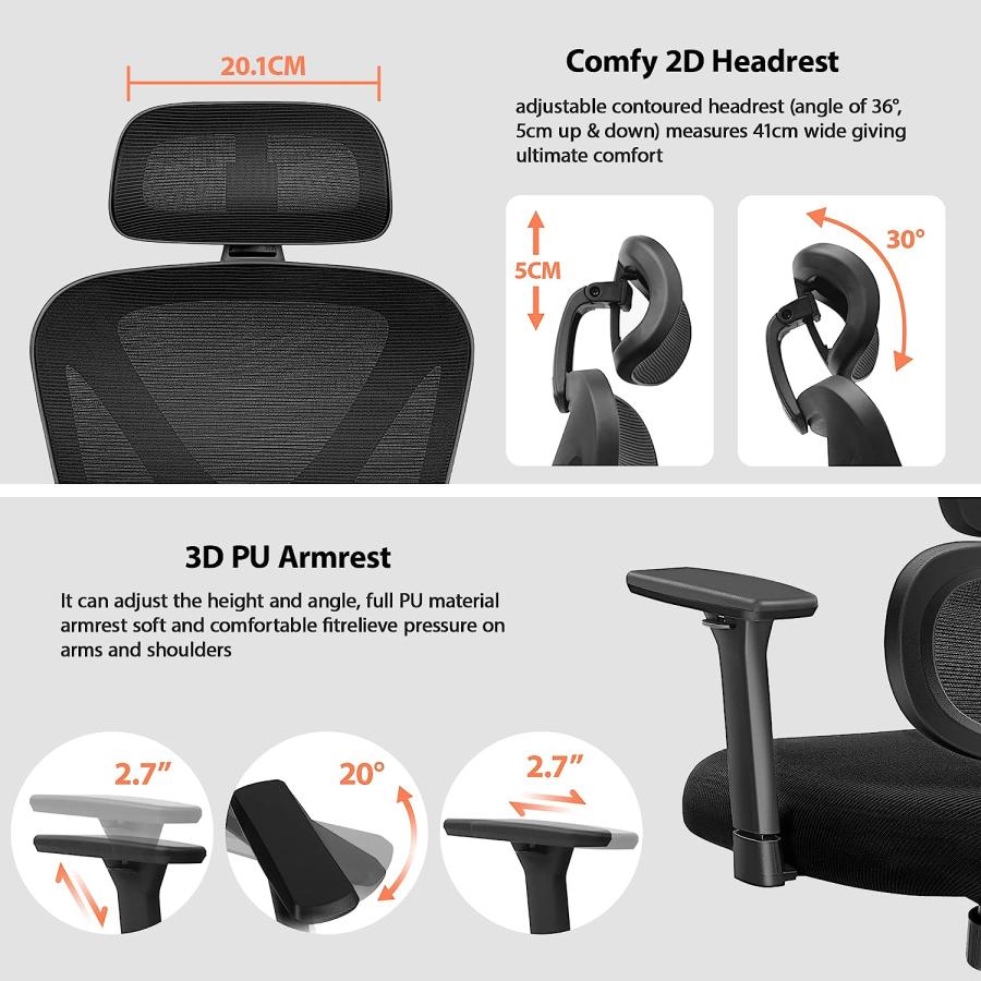 FelixKing オフィスチェア 人間工学 エルゴ ランバーサポート PCデスクチェア ビッグ&トール ハイバックメッシュゲーミ