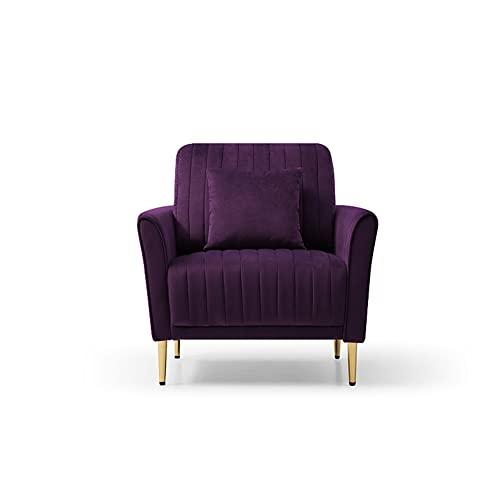 【並行輸入品】Modern Soft Purple Velvet Living Room Chair Upholstered Accent Aの画像
