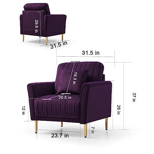 【並行輸入品】Modern Soft Purple Velvet Living Room Chair Upholstered Accent Aの画像