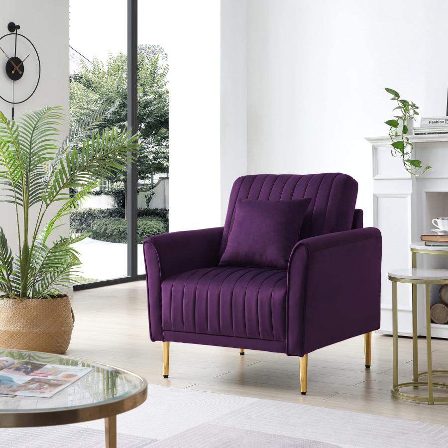 【並行輸入品】Modern Soft Purple Velvet Living Room Chair Upholstered Accent Aの画像