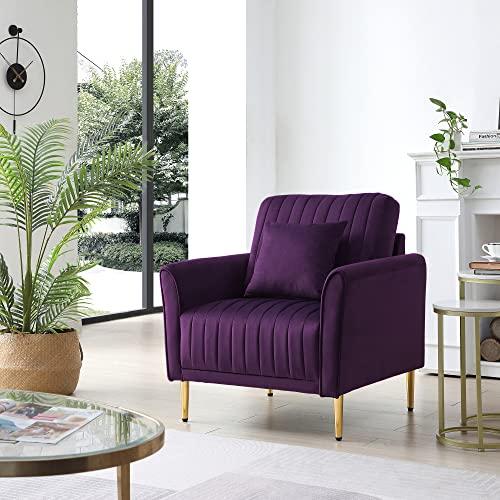【並行輸入品】Modern Soft Purple Velvet Living Room Chair Upholstered Accent Aの画像