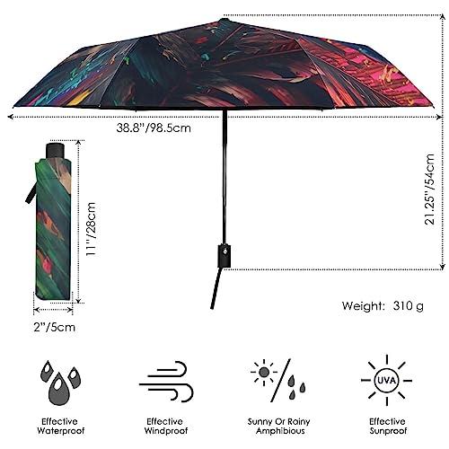 ZENWAWA Painting Tropical Leaves Travel Umbrella Auto Open and C 並行輸入品｜import-tabaido｜08