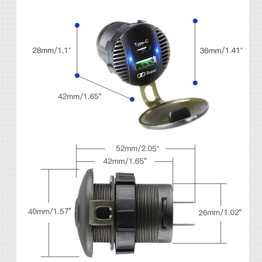 ブランド登録なし - 【並行輸入品】12 24V Car Charger Type C USB Power Socket Female with Cap 12V/2
