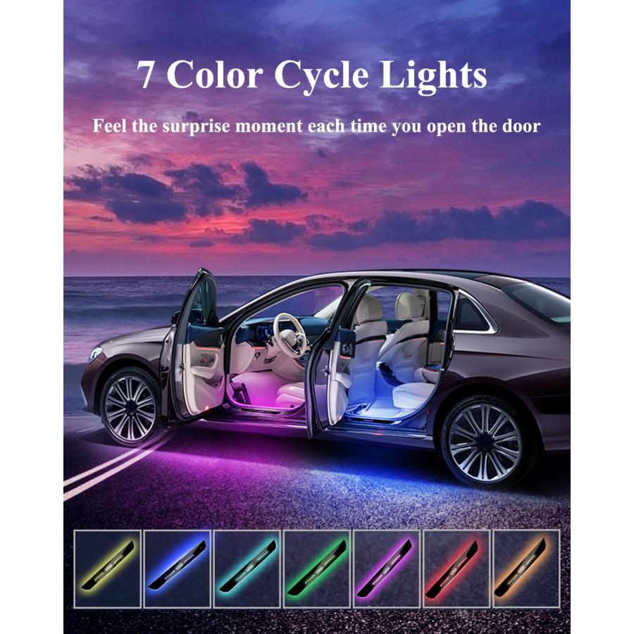 【並行輸入品】LINPOK LED Door Sill Lights, 4Pcs Wireless Car Door Lights, Blooの画像