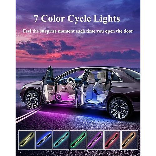 【並行輸入品】LINPOK LED Door Sill Lights, 4Pcs Wireless Car Door Lights, Blooの画像