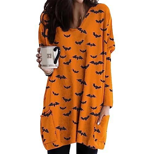 【並行輸入品】Thatrich Halloween Costumes for Women Pumpkin Crewneck Pulloverの画像