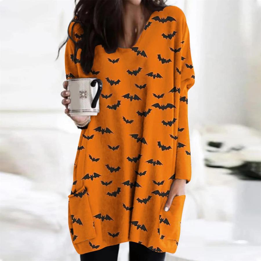 【並行輸入品】Thatrich Halloween Costumes for Women Pumpkin Crewneck Pulloverの画像
