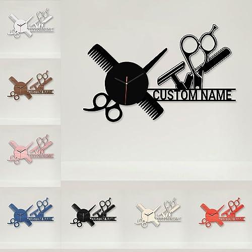 Personalized Wooden Hairdresser Wall Clock with Name, Custom Nam 並行輸入品｜import-tabaido｜02