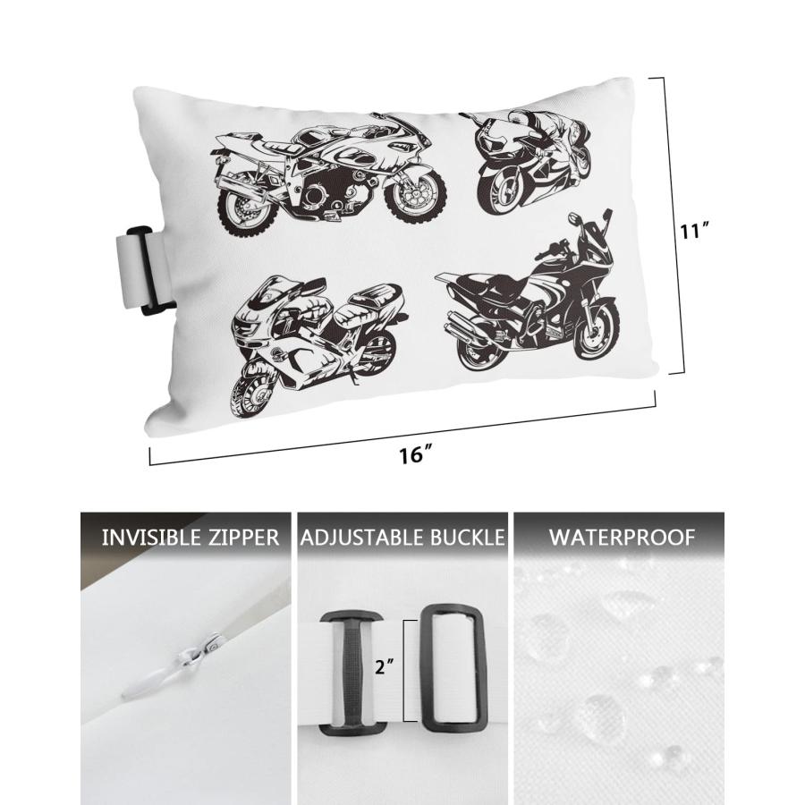【並行輸入品】HERBED Outdoor Pillows Covers with Inserts Classic Realistic Bikの画像