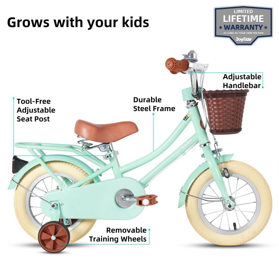 【並行輸入品】JOYSTAR (ジョイスター) 12インチ キッズバイク 3 4歳の幼児用 12 女児用 トレーニングホイール&バスケット付き | ブランド登録なし | 03