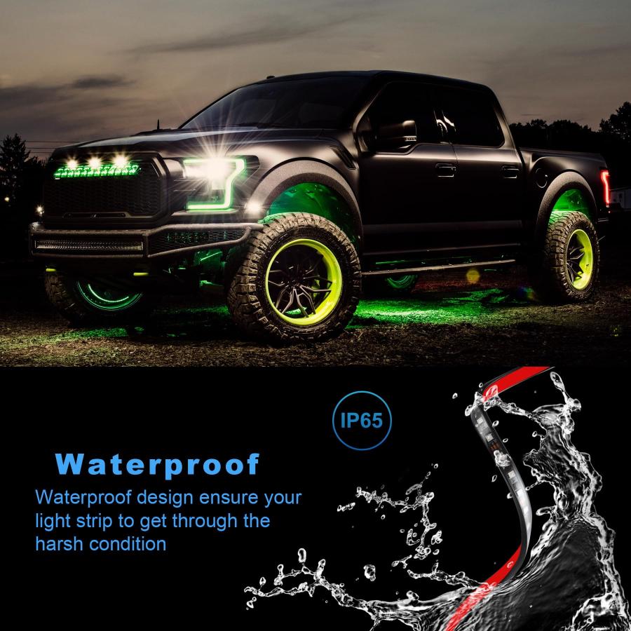 【並行輸入品】LivTee 車用アンダーグローキット アプリコントロール付き RGB LEDライト 音楽モードとDIYモード 2ラインデザインの画像