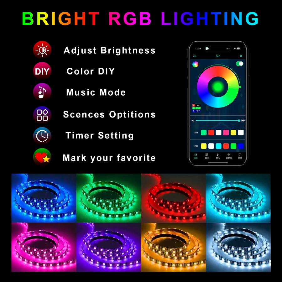 【並行輸入品】LivTee 車用アンダーグローキット アプリコントロール付き RGB LEDライト 音楽モードとDIYモード 2ラインデザインの画像
