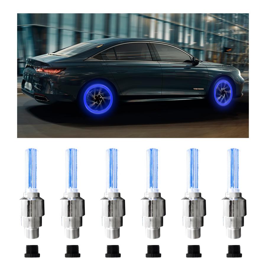 【並行輸入品】Dickno LEDフラッシュタイヤホイールライト、防水タイヤホイールバルブキャップライト、バッテリー付き、ユニバーサル車両LED | 