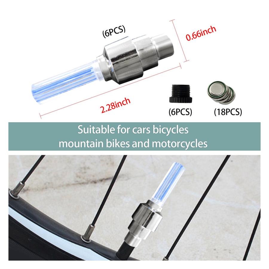 【並行輸入品】Dickno LEDフラッシュタイヤホイールライト、防水タイヤホイールバルブキャップライト、バッテリー付き、ユニバーサル車両LED |  | 03