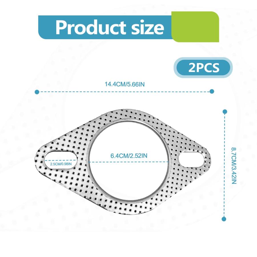 2 PCS Car Exhaust Gasket 2.5" 2 Bolt Standard Exhaust Manifold G 並行輸入品