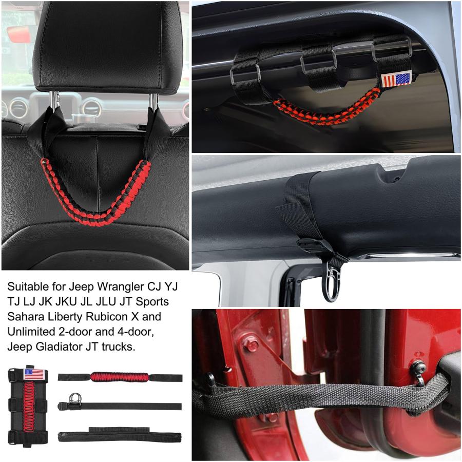 【並行輸入品】J Y デュオ グラブハンドルキット インテリアアクセサリー ジープラングラーグラディエーター用 ハンドル4本パラコードグリップ付 |  | 09